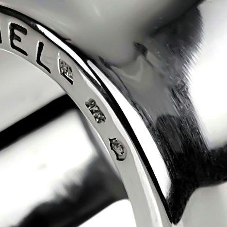 美品 シャネル CHANEL ロゴ刻印 ワイド リング 指輪 SV925