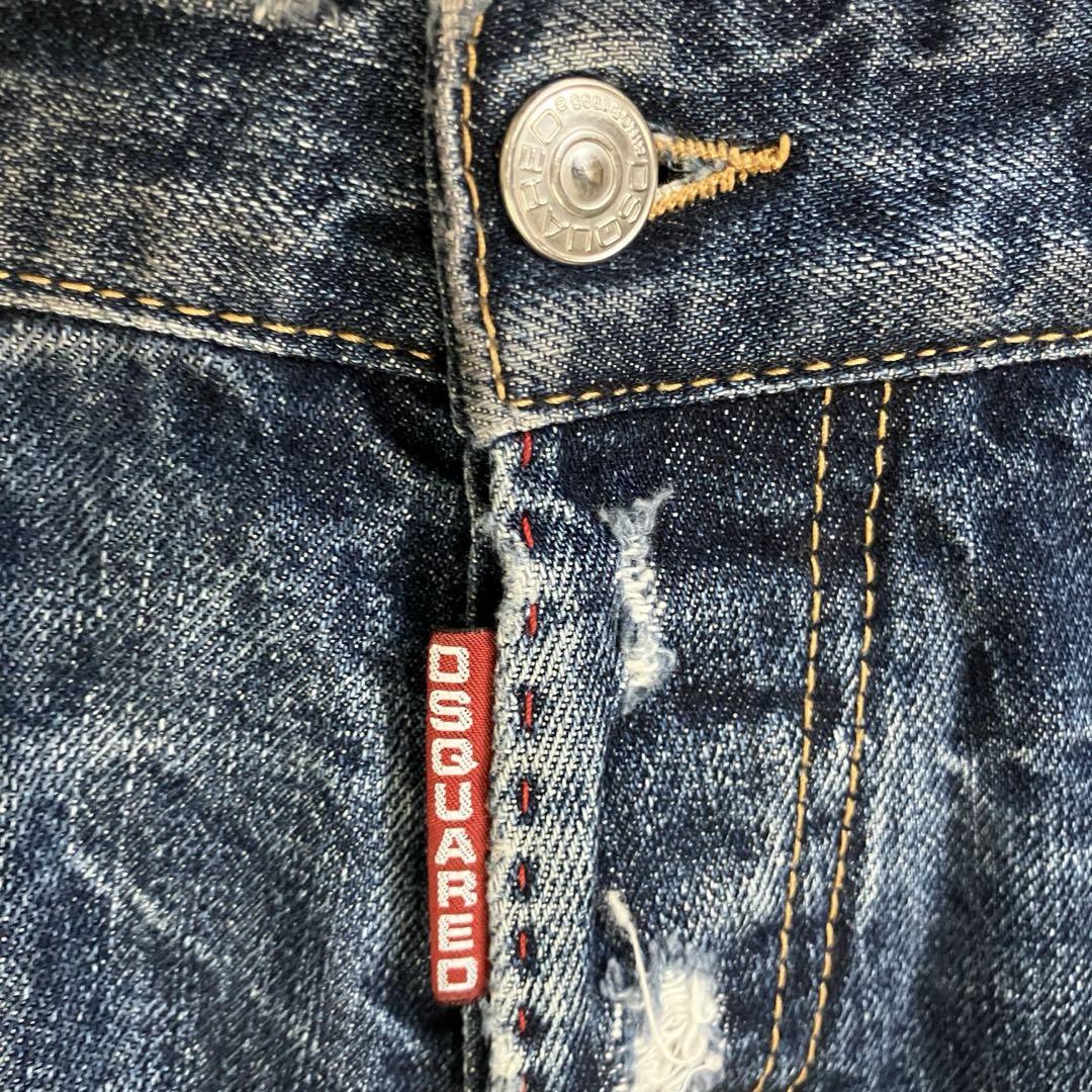 DSQUARED2 ダメージデニムパンツ インディゴ サイズ44 ウォッシュド