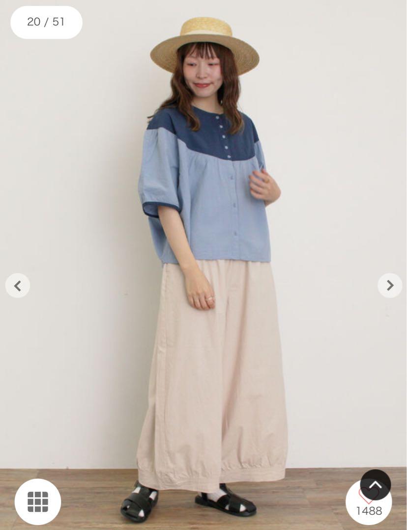 再入荷のおすすめ最新情報 サマンサモスモス 裾切替ギャザーワイドパンツ キナリ 新品 パンツ