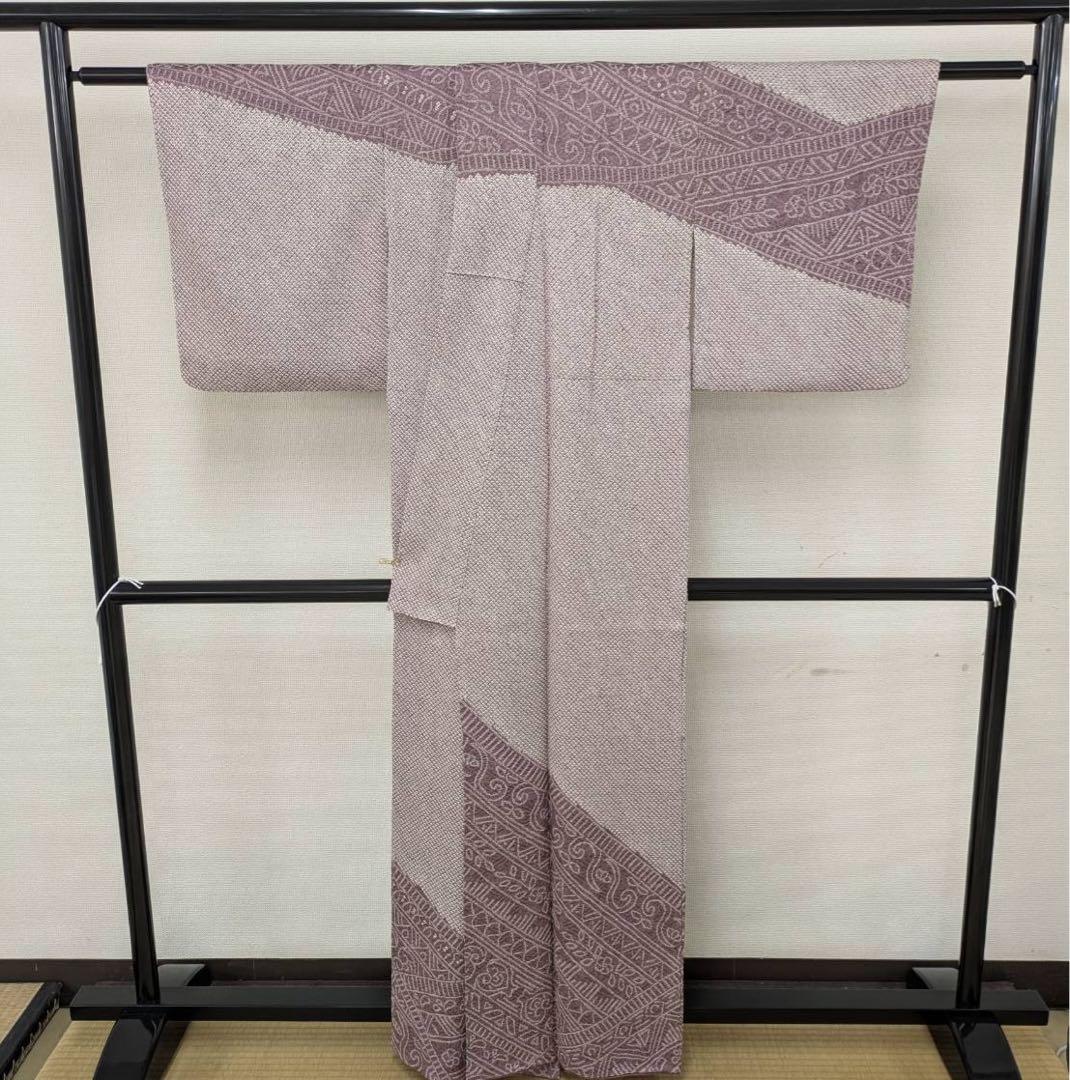 付け下げ 正絹 紋無し 絞り 鹿子絞り 広衿 袷着物 U-1905