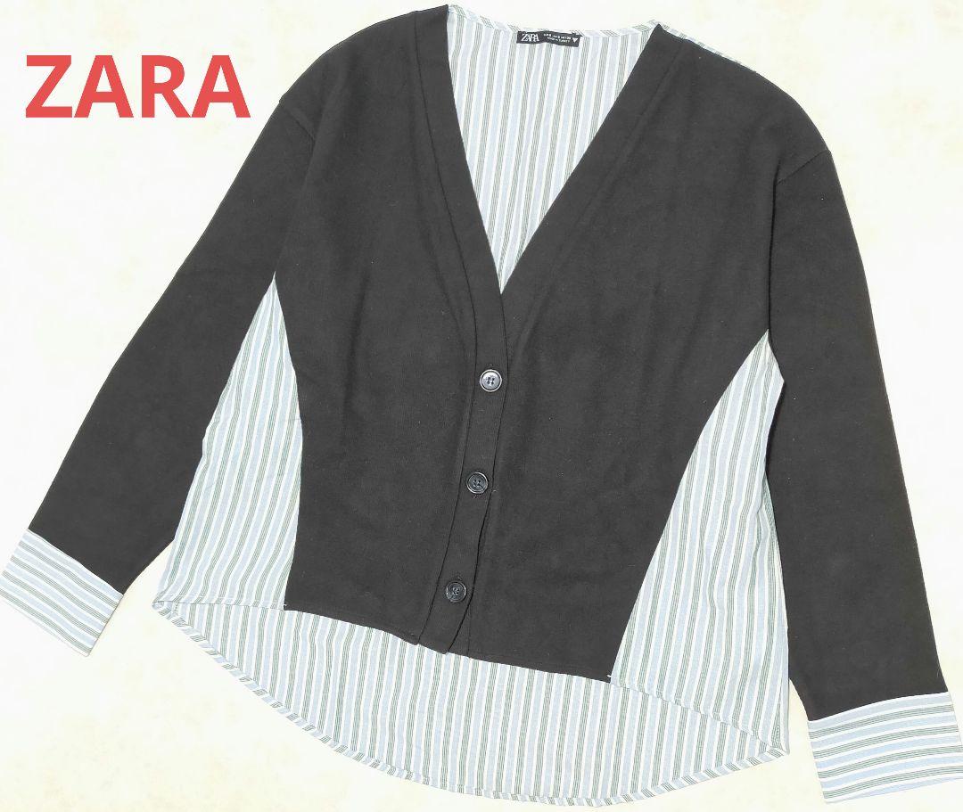 ZARA - ハニーミーハニー　ニット　シャツ　ドッキングカーディガン　ストライプ ZARA - ハニーミーハニー ニット シャツ ドッキングカーディガン