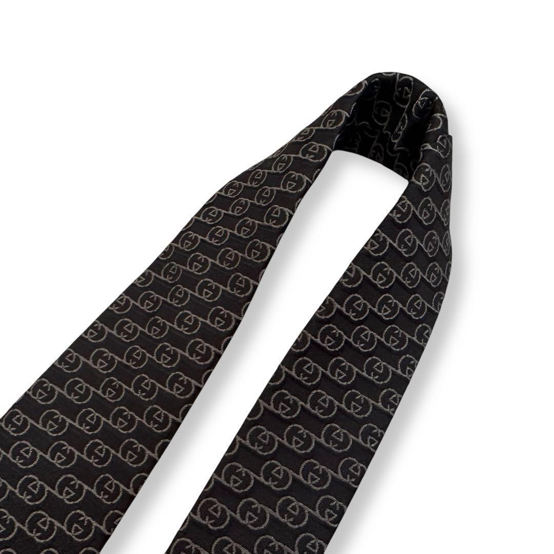 美品✨GUCCI ネクタイ　グッチ　GG柄　ブラック　グレー　ジャガード