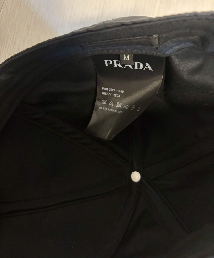 PRADA ロゴ入りナイロンキャップ Mサイズ ブラック