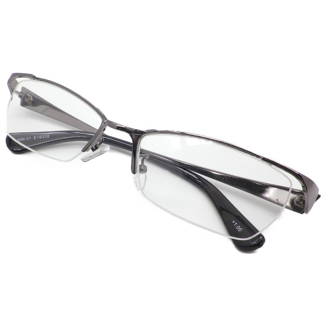 新品ブルーライトカット メタルナイロフレーム +3.0幅広老眼鏡GMMM-01