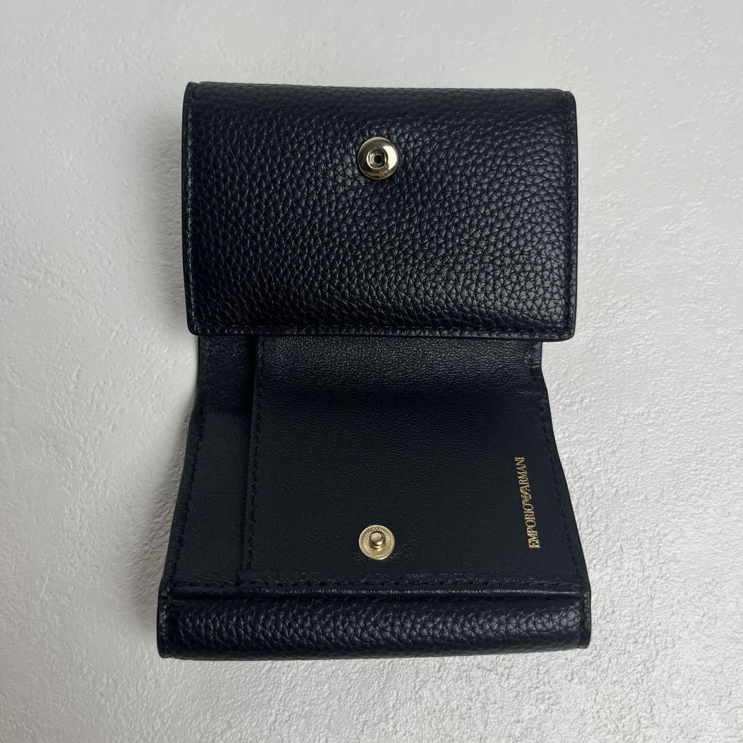○未使用品 EMPORIO ARMANI 三つ折り財布 ブラック 黒 軽量 メンズ