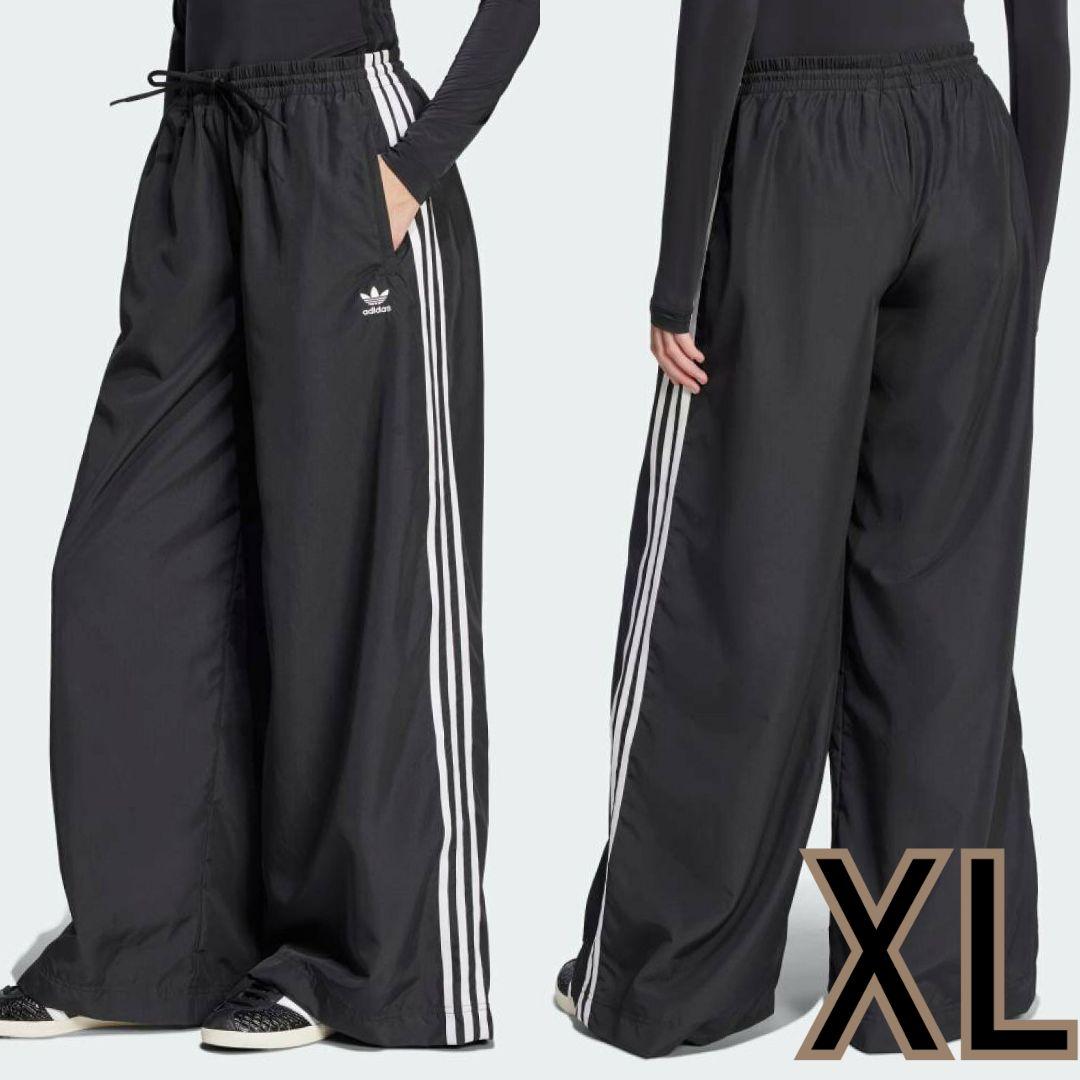 アディダファイヤーバードオーバーサイズトラックパンツブラック黒白XL男女兼用 【今こそ送料無料!】