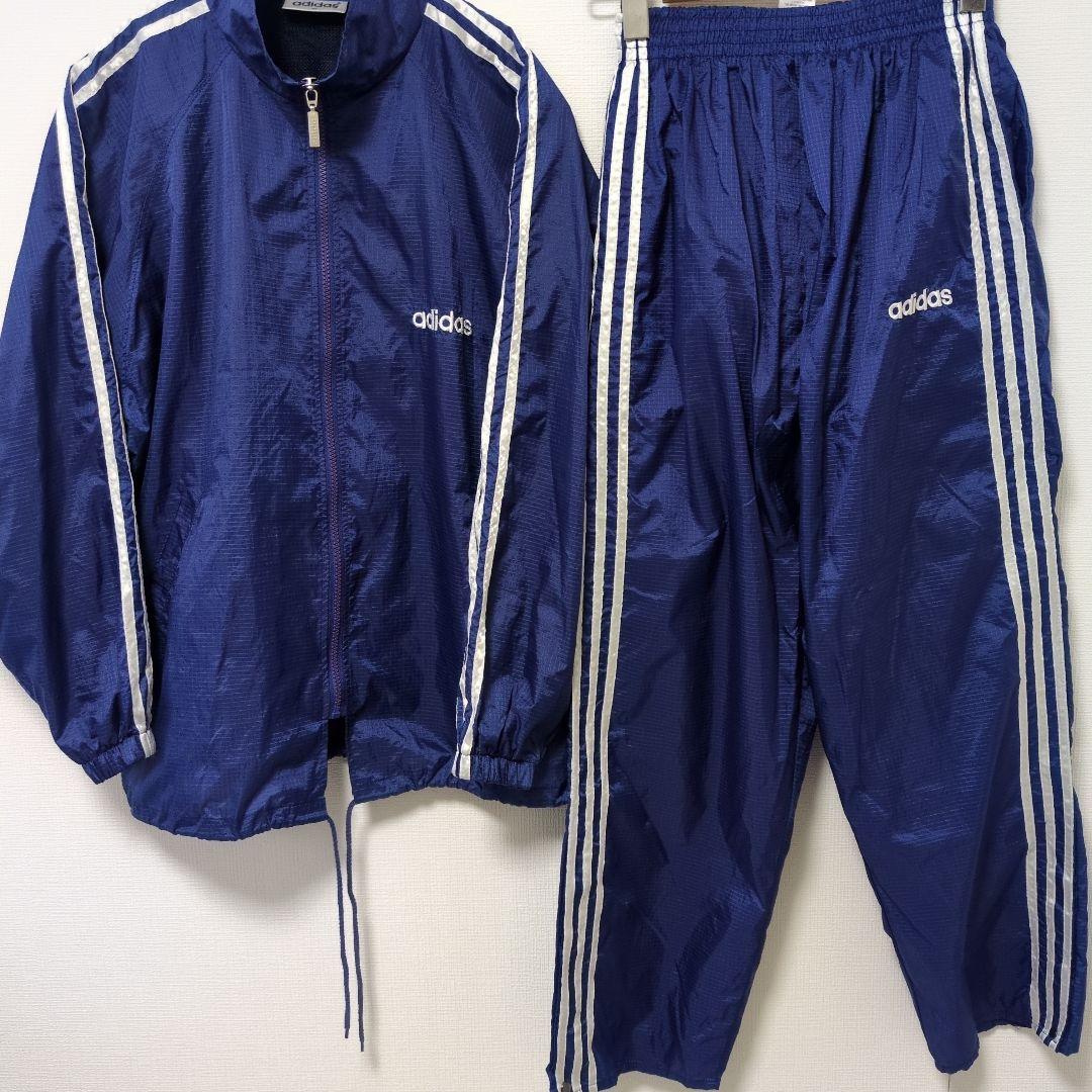 90s adidas ナイロンジャケット・ナイロンパンツ セットアップ ブルー