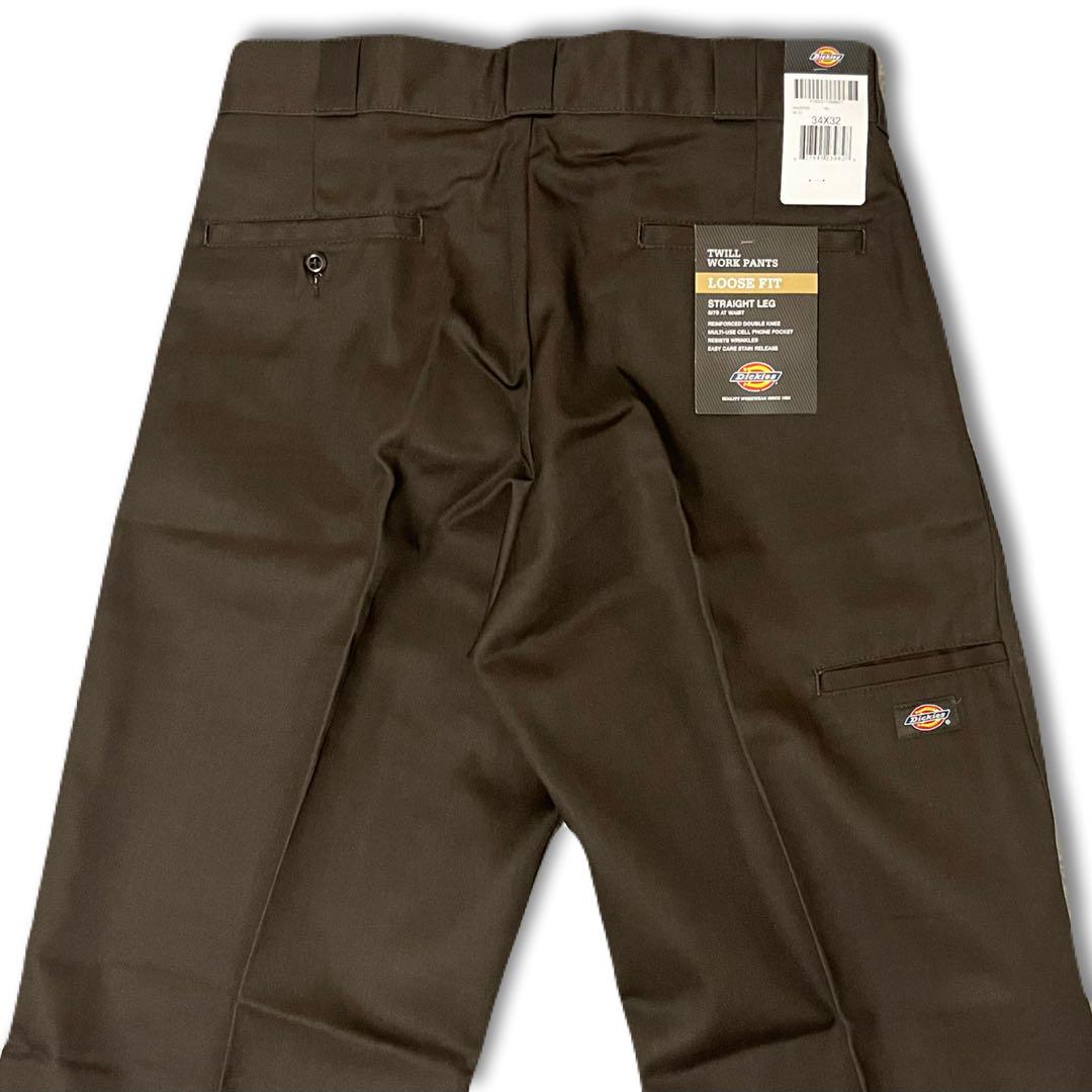 新品 34x30 ダークブラウン DICKIES ダブルニー LOOSE FIT