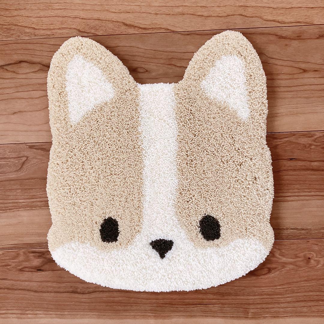 ハンドメイド タフティングラグ（コーギー・薄茶）