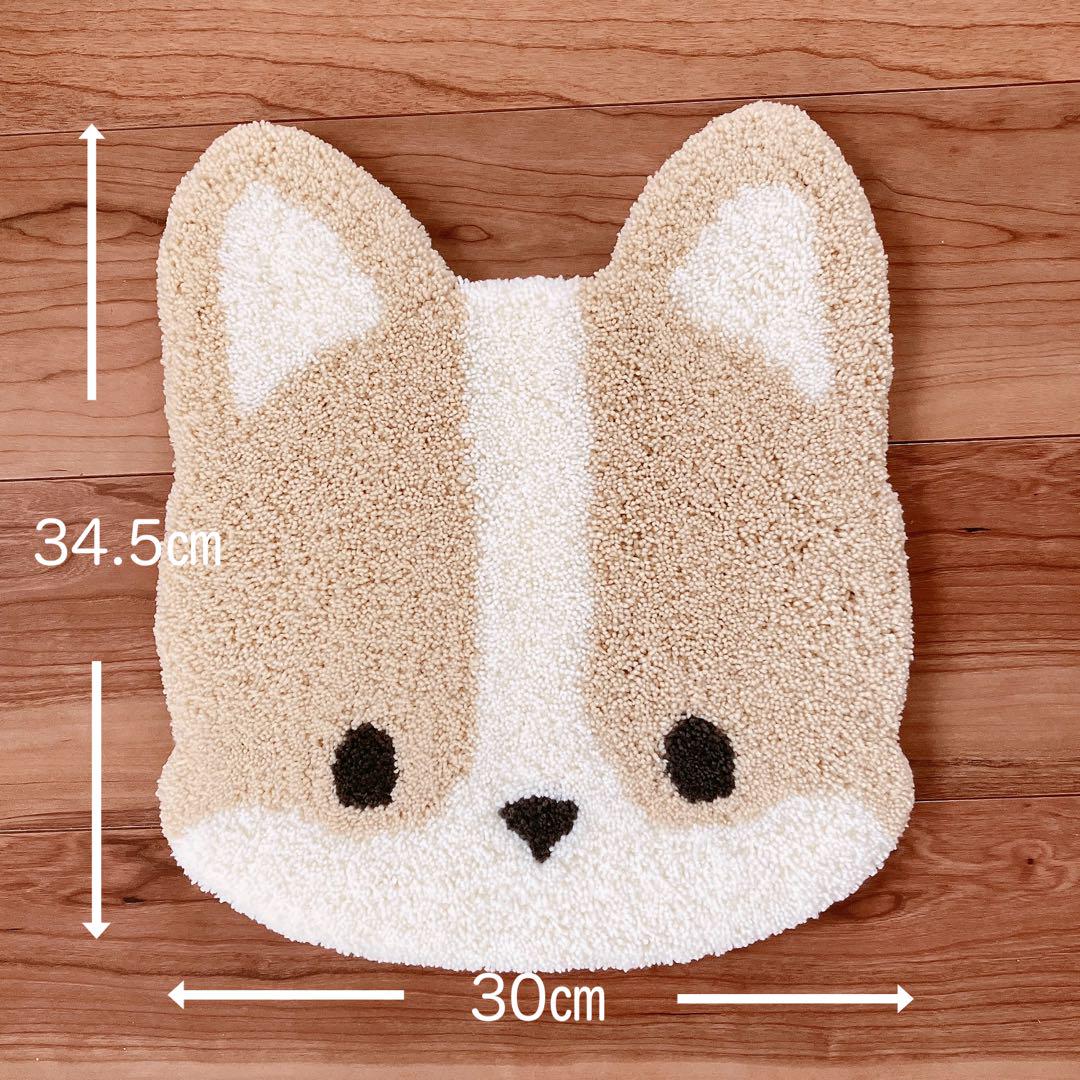 ハンドメイド タフティングラグ（コーギー・薄茶）