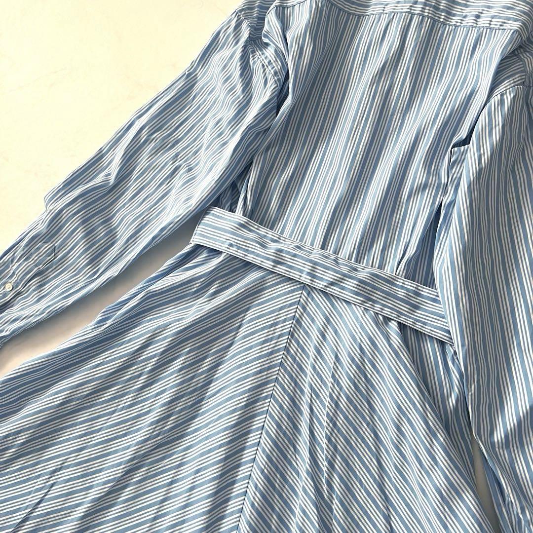 ポロラルフローレン ストライプ ロング シャツワンピース ブルー XL サイズ4