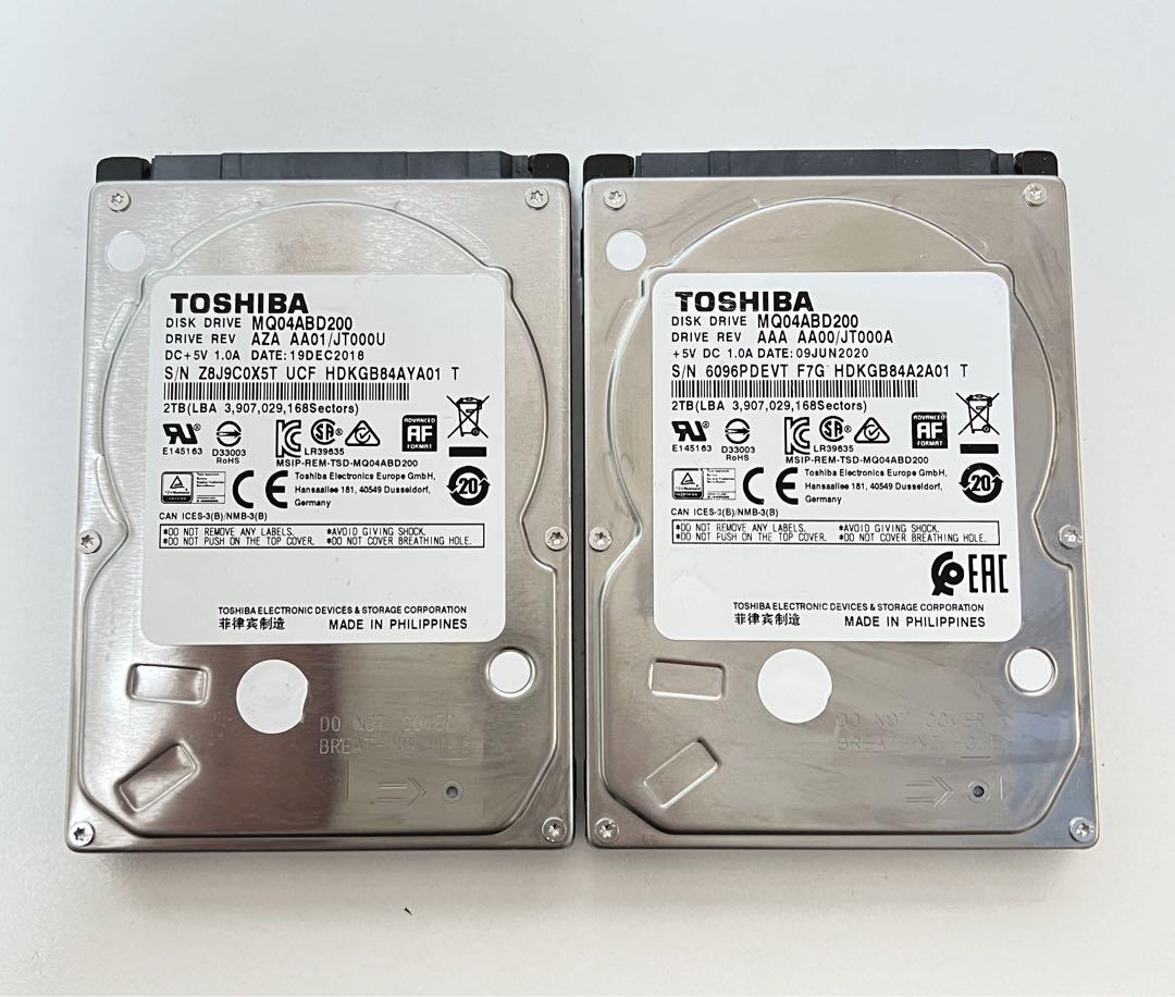 2.5インチ　TOSHIBA MQ04ABD200 2tb 内蔵型HDD 2点