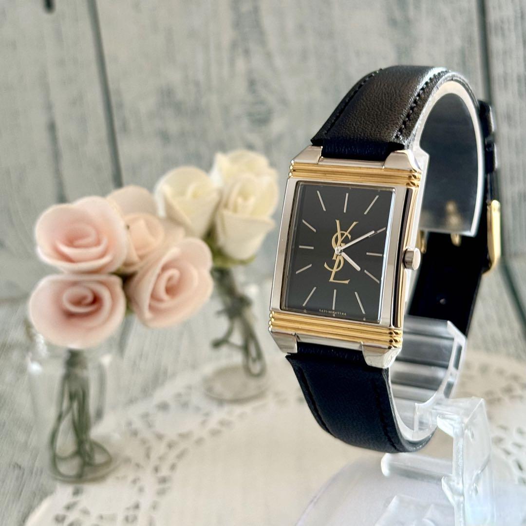 【電池交換済.】Yves Saint Laurent 腕時計 Yカットガラス あけび籠 バッグ【.電池交換済】Yves Saint Laurent 腕時計 Y
