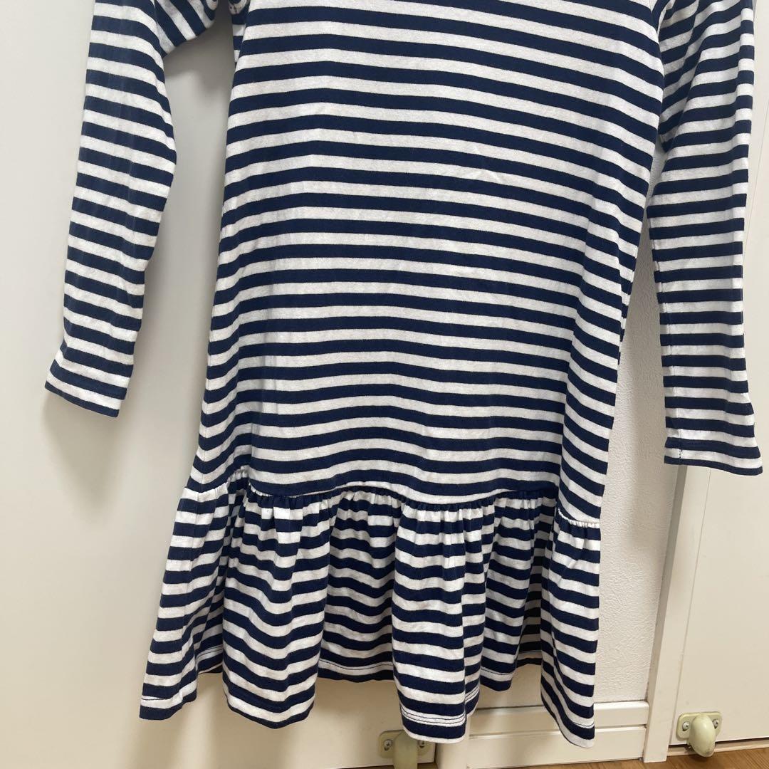 美品【kate spade ケイトスペード】ストライプ　ワンピース　140 ケイトスペードニューヨーク ストライプ柄長袖ワンピース 140