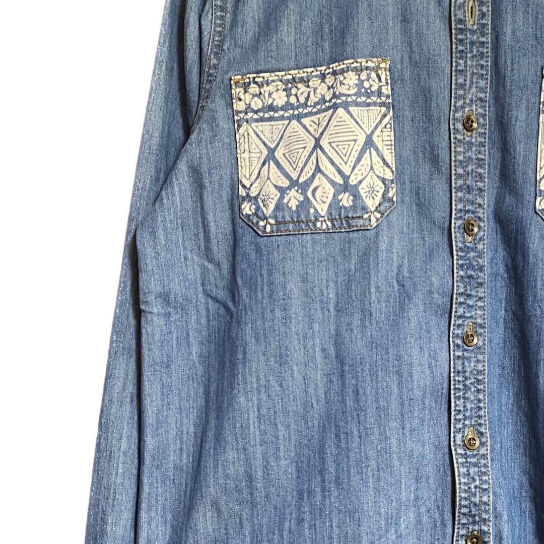 90s リメイク 縦スラブデニムシャツ フルカスタム L 90s リメイク 縦スラブデニムシャツ フルカスタム L