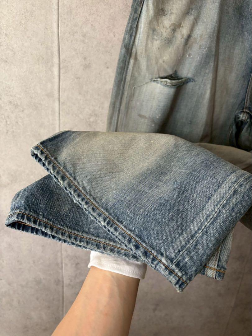 ゆず　アンセルム ANCELLM　5ポケットダメージ加工ワイドデニムパンツ