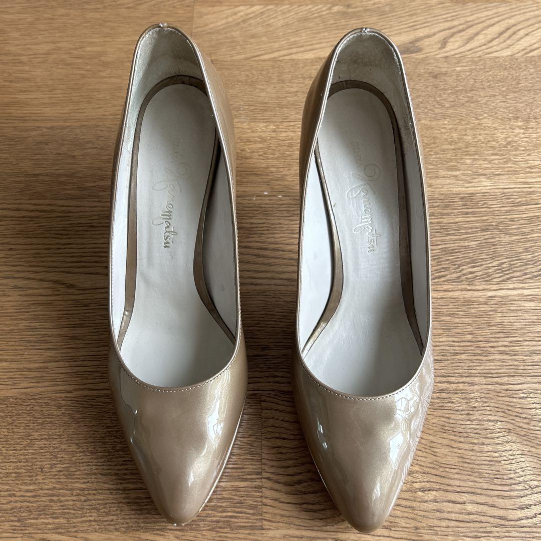 未使用 24.5㎝ 銀座かねまつ パンプス 5cmヒール シルバー