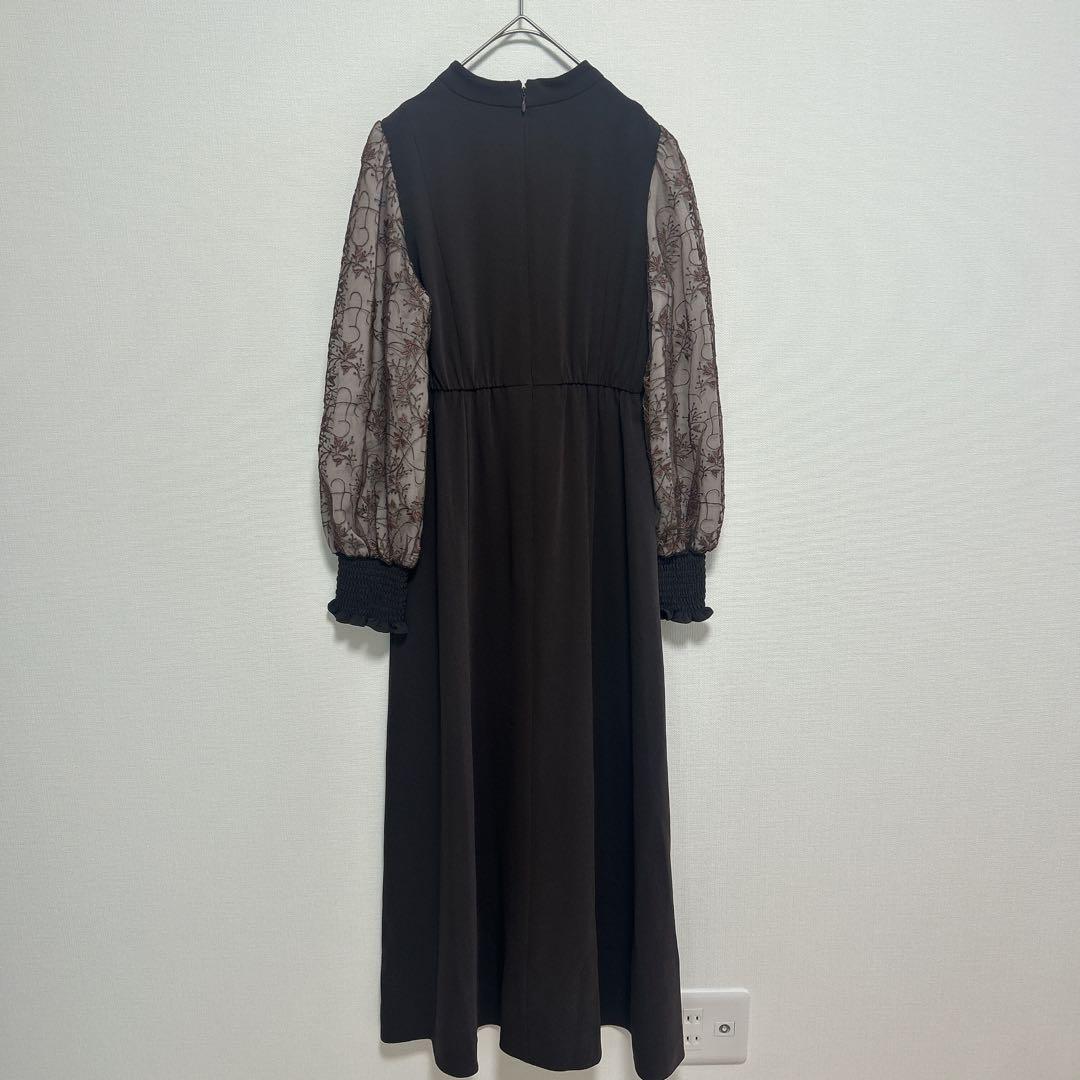 美品◆kana トライアングルデザイン ワンピース パーティードレス S 結婚式 刺繍 シアー トライアングルデザイン ワンピース ドレス