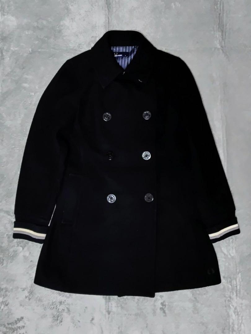 FRED PERRY フレッドペリー リブ ウール ロング Pコート