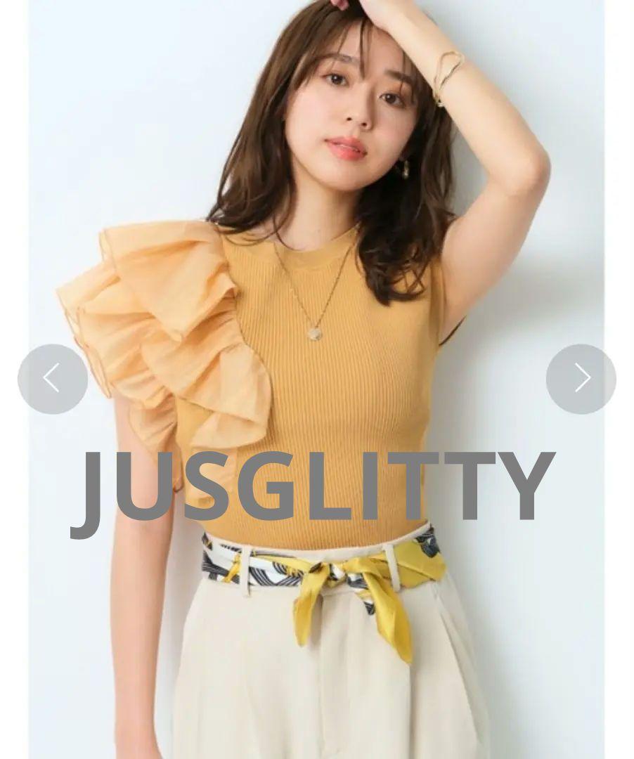 JUSGLITTY アシメフリルニット