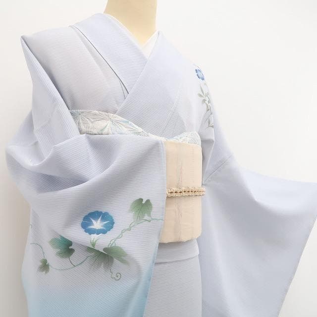 新品 絽 朝顔 夏着物 正絹 仕付け糸付 トールサイズ 訪問着 5893 新品 絽 朝顔 夏着物 正絹 仕付け糸付 トールサイズ 訪問着 5893