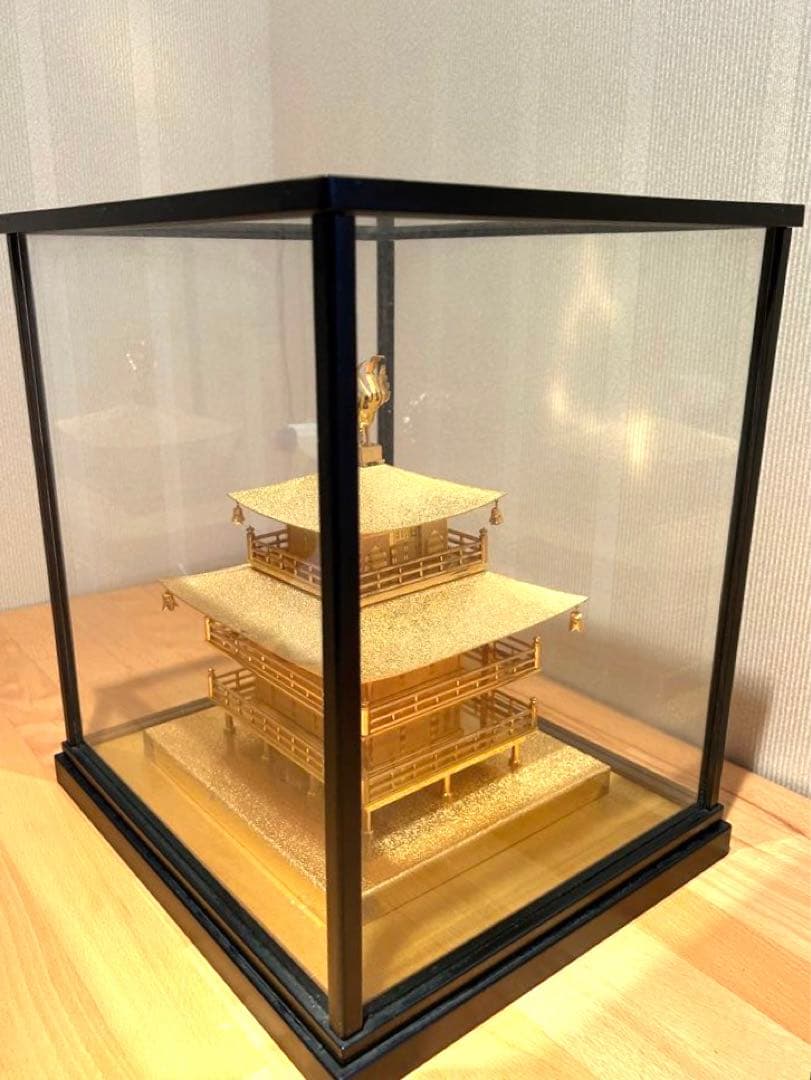 縁起物　金閣寺　置物　ガラスケース入り　昭和レトロ　ビンテージ