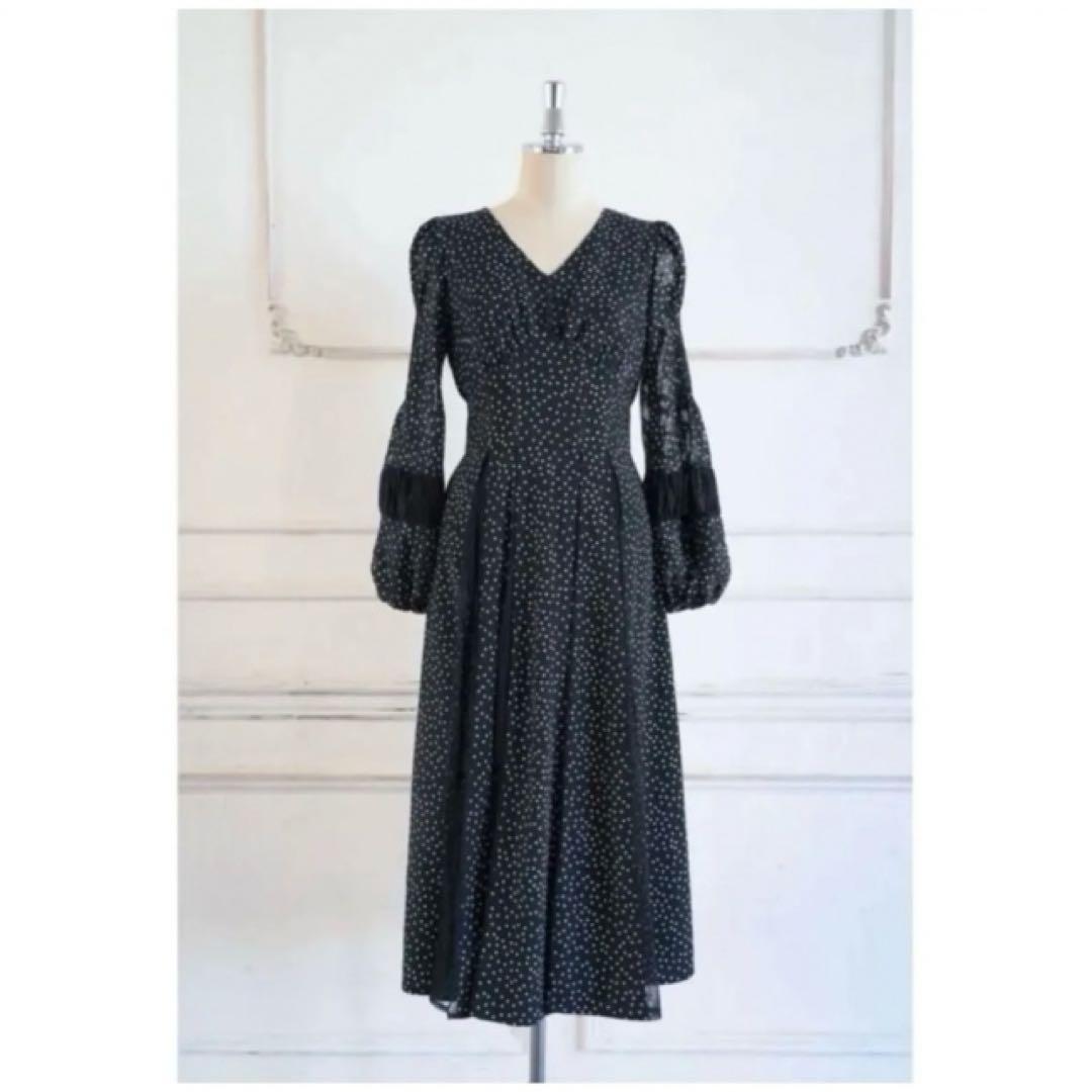 Herlipto Lace-trimmed Pin Dot Dress Mサイズ