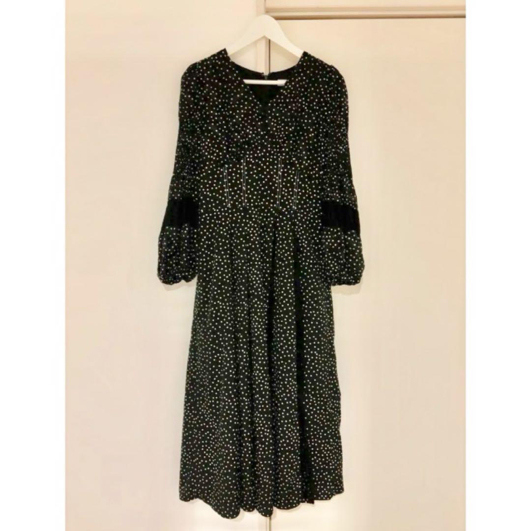 Herlipto Lace-trimmed Pin Dot Dress Mサイズ