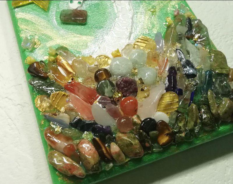 睦月様　風水開運画＊白蛇　蝶よ花よ風よ光よ豊かさよ　六芒星パワーストーン金運成長