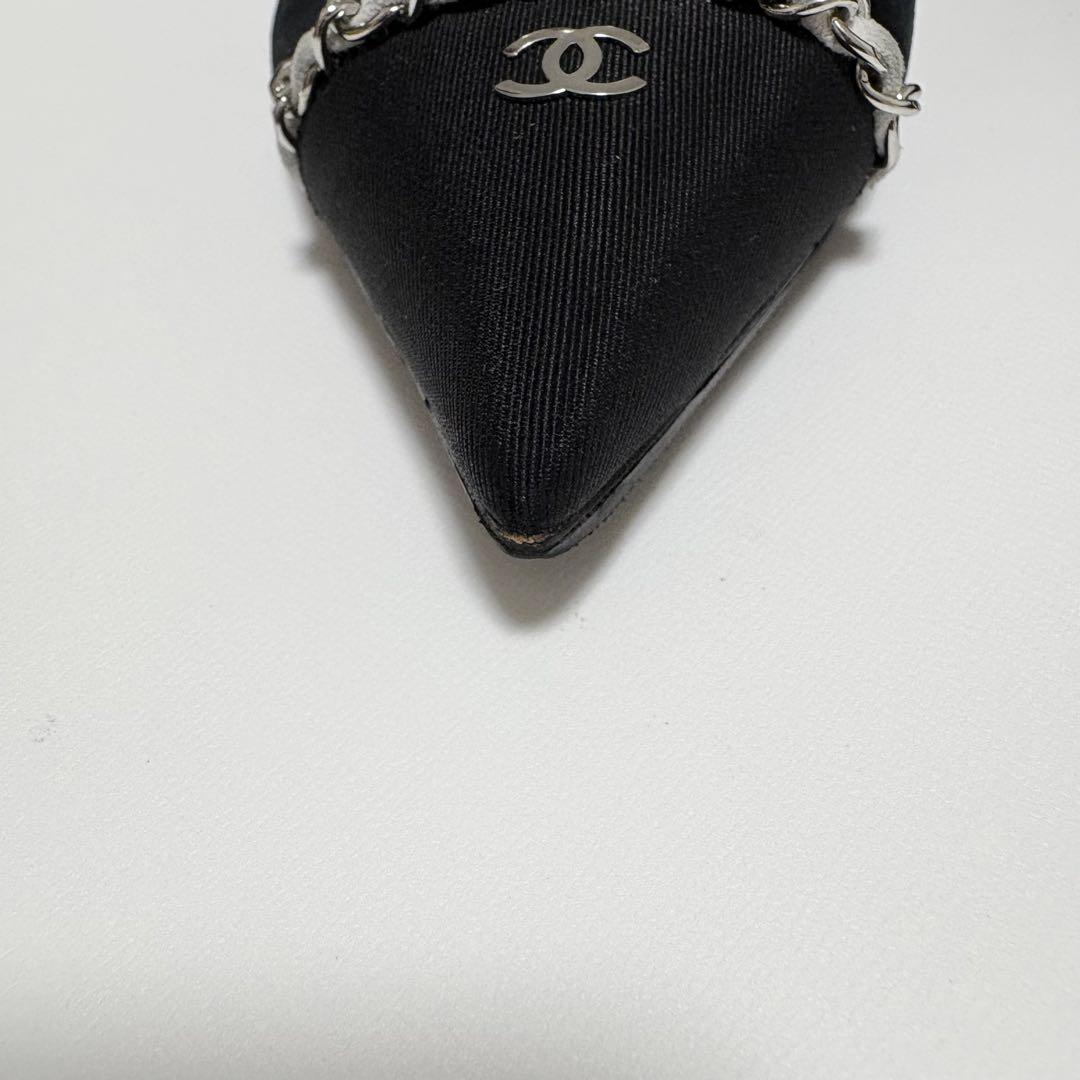 CHANEL シャネル ココマーク チェーン スリングバック パンプス 23P