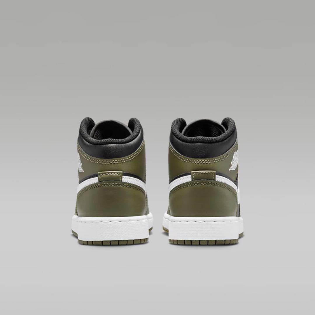 【新品25cm】NIKEエアジョーダン１MID GS｜ブラック/カーキ/ホワイト