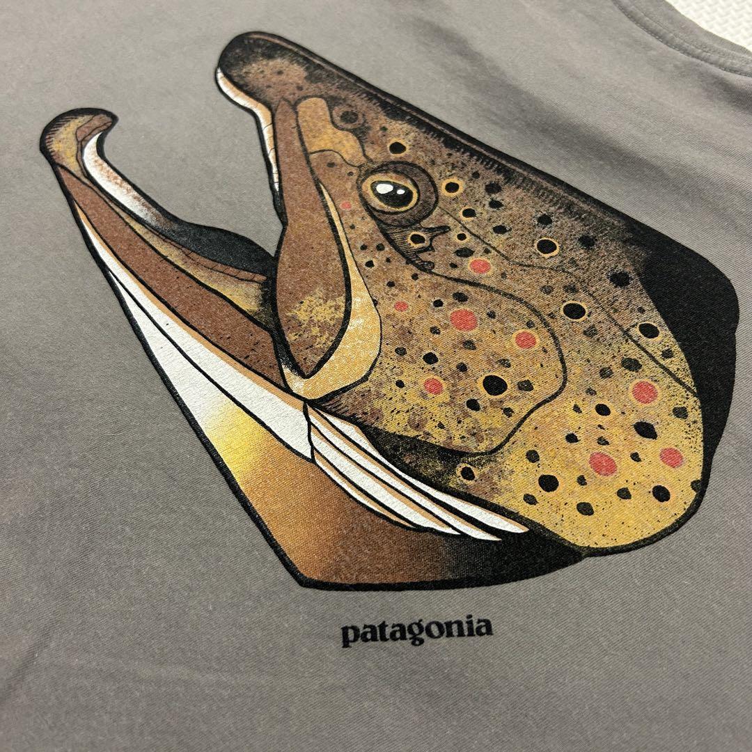 patagonia パタゴニア Tシャツ 魚 トラウト グレー Mビッグ