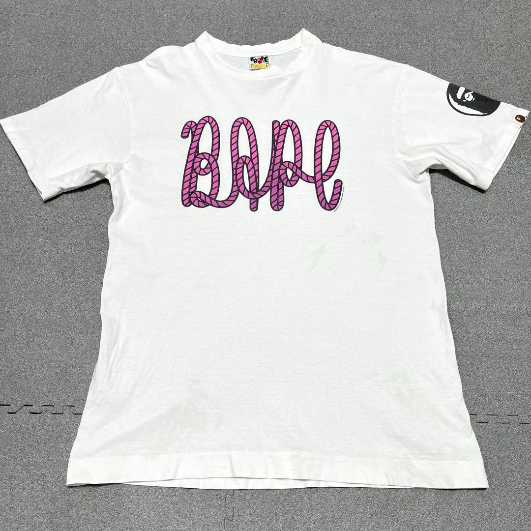 043 00s日本製ロープロゴBAPE桃色グラフィック希少初期デザイン良品極上