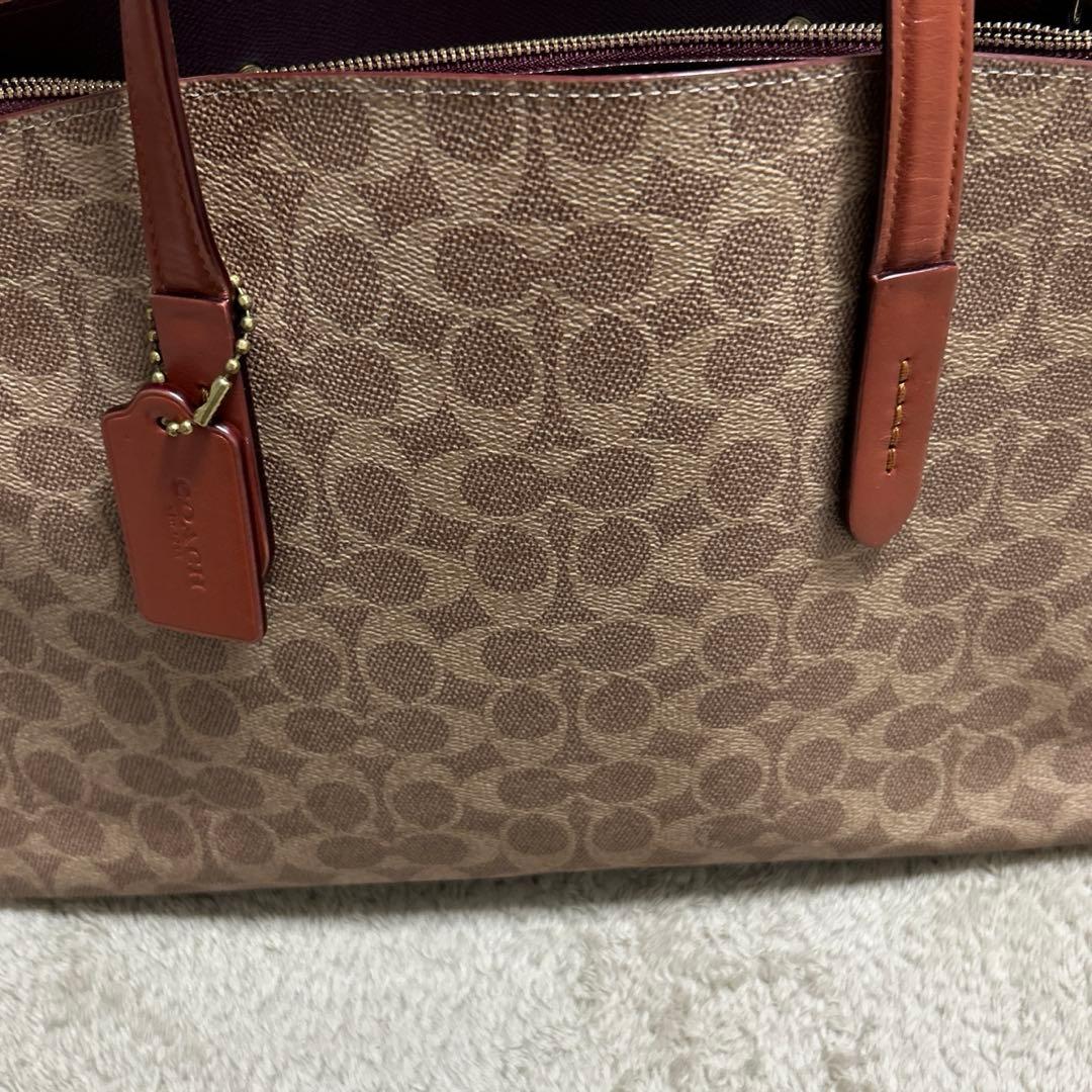 Coach コーチレザー2wayバッグ　ブラウン