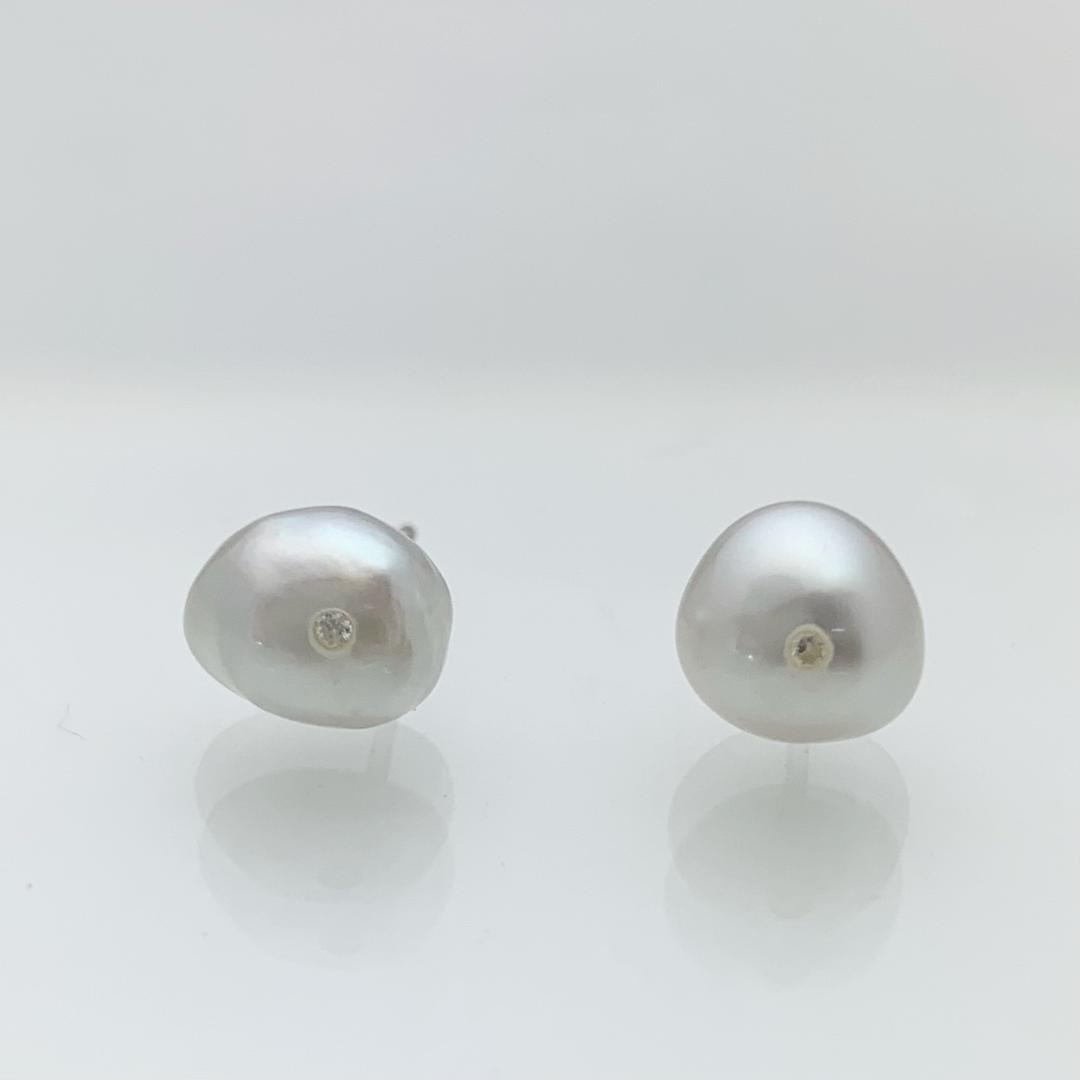 新品 真珠 ケシパール ダイヤモンド ピアス Pt900