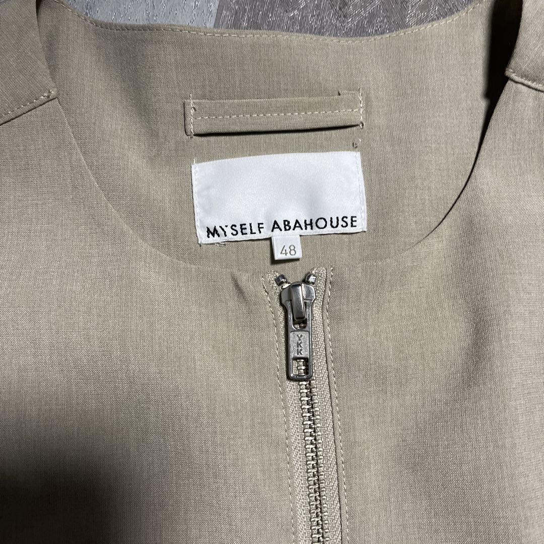 MYSELF ABAHOUSE ノーカラージャケット 48 ベージュ MYSELF ABAHOUSE ノーカラージャケット 48 ベージュ