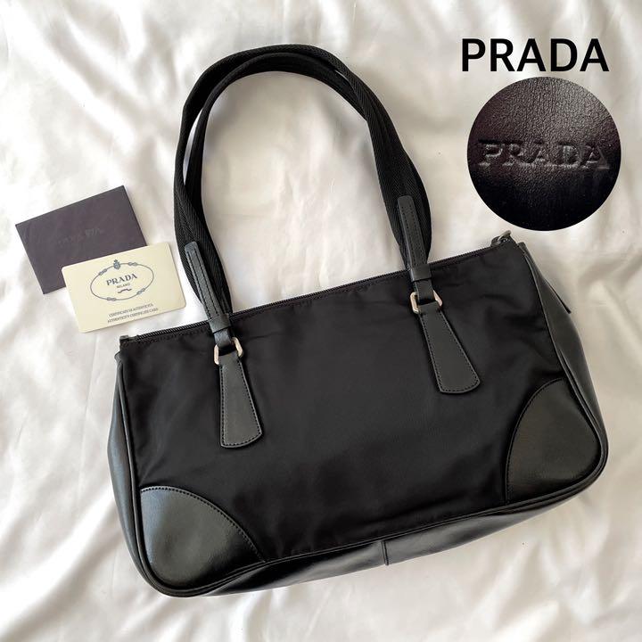 カード付き PRADA ハンドバッグ ナイロン サフィアーノレザー トート カード付き PRADA ハンドバッグ ナイロン サフィアーノレザー トート