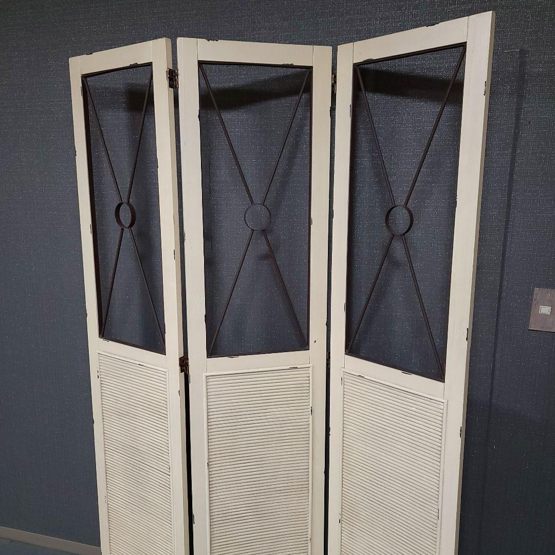 パーテーション 自立 白 ついたて 間仕切り おしゃれ 3連 アンティーク