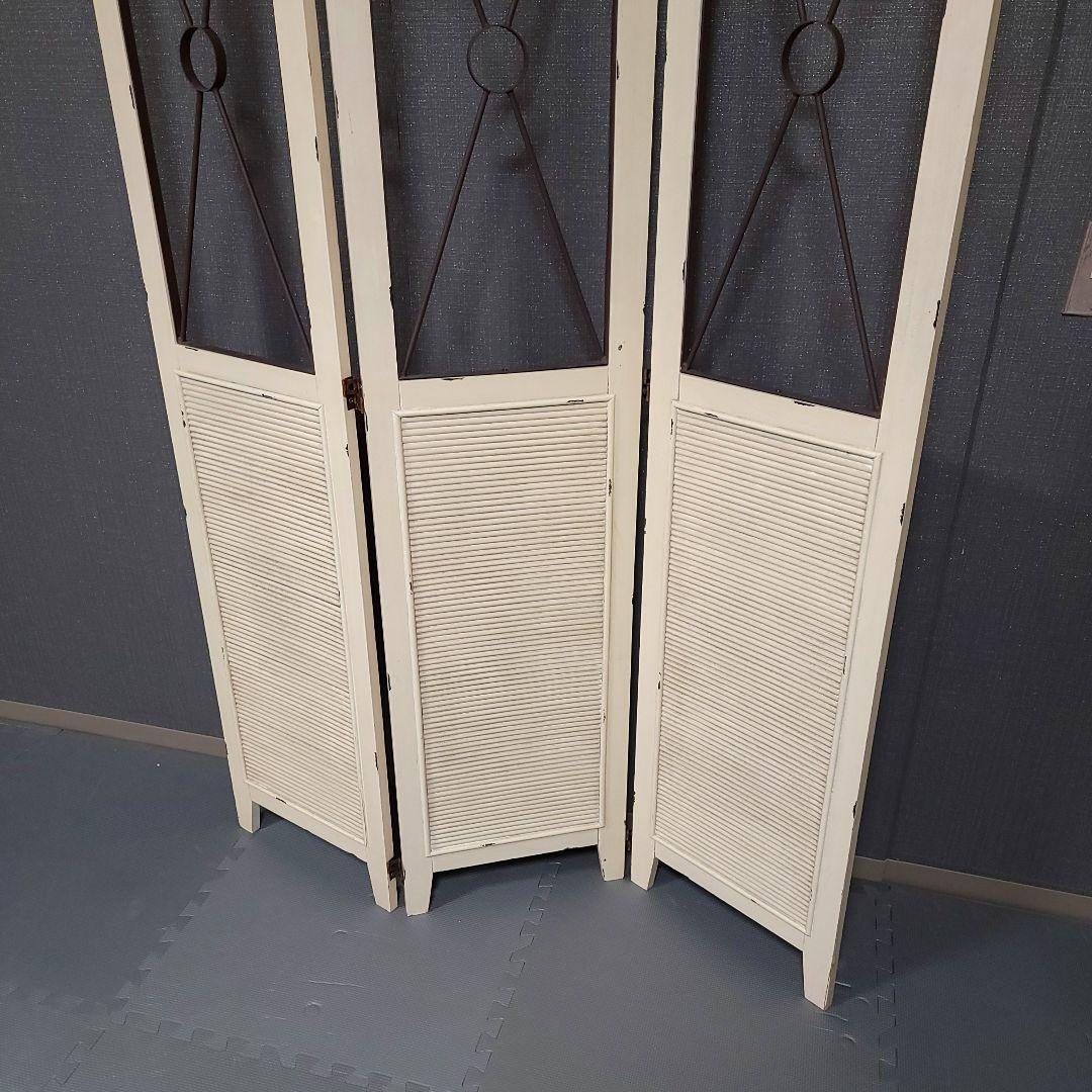 パーテーション 自立 白 ついたて 間仕切り おしゃれ 3連 アンティーク