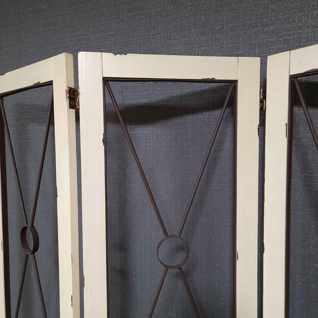 パーテーション 自立 白 ついたて 間仕切り おしゃれ 3連 アンティーク