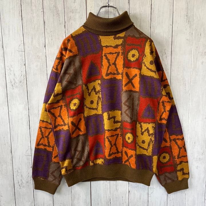 格安販売中 90s TAKEZO for men 総柄ニット ハイネック ニット