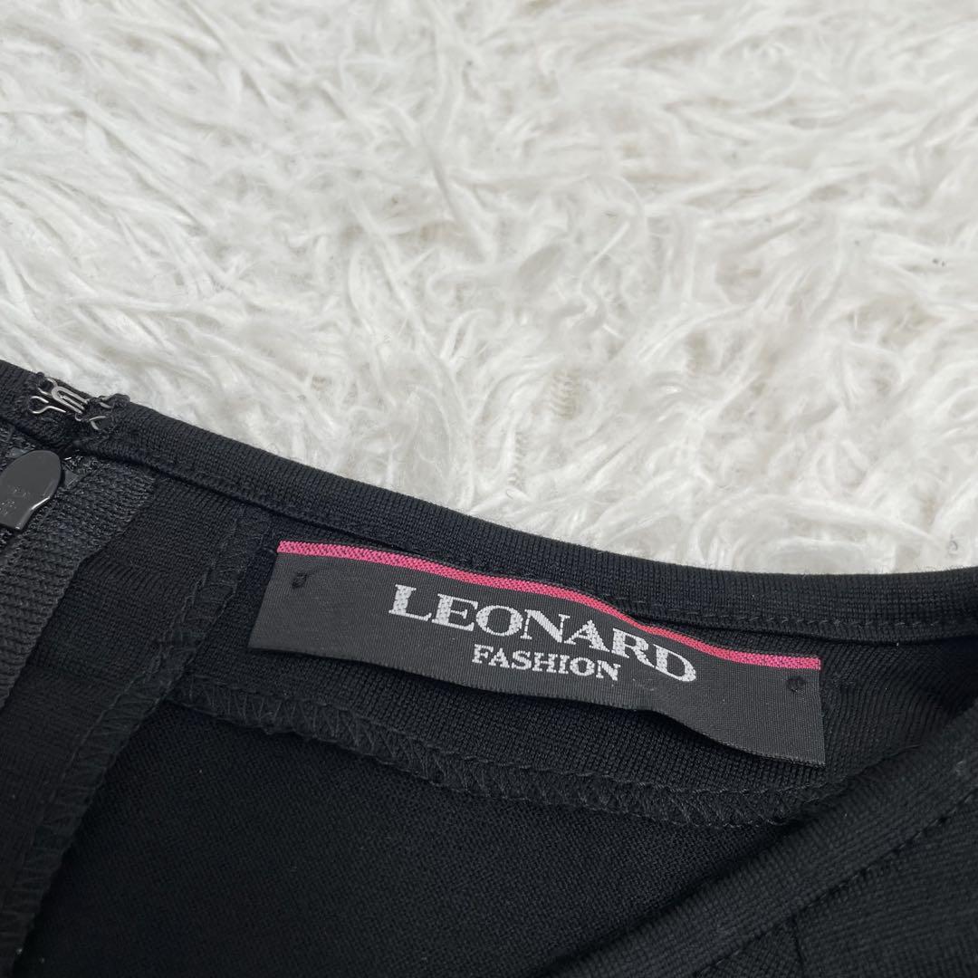 【美品】LEONARD レオナール 花柄 ロゴ ワンピース 2 ブラック