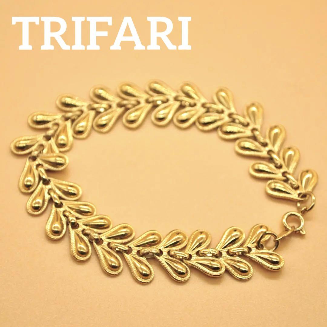 ✨極美品✨TRIFARI ブレスレット リーフ モチーフ 刻印 19cm
