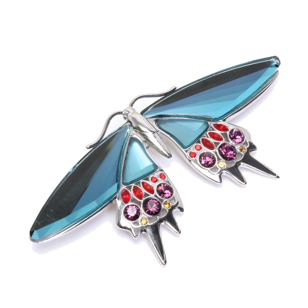 美品 SWAROVSKI 蝶 バタフライ ブローチ 925 スワロフスキー