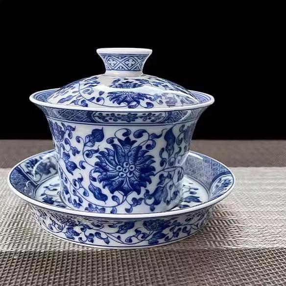 青白色 花柄 陶器 茶器 青白磁 花柄 茶器セット 蓋付き - メルカリ
