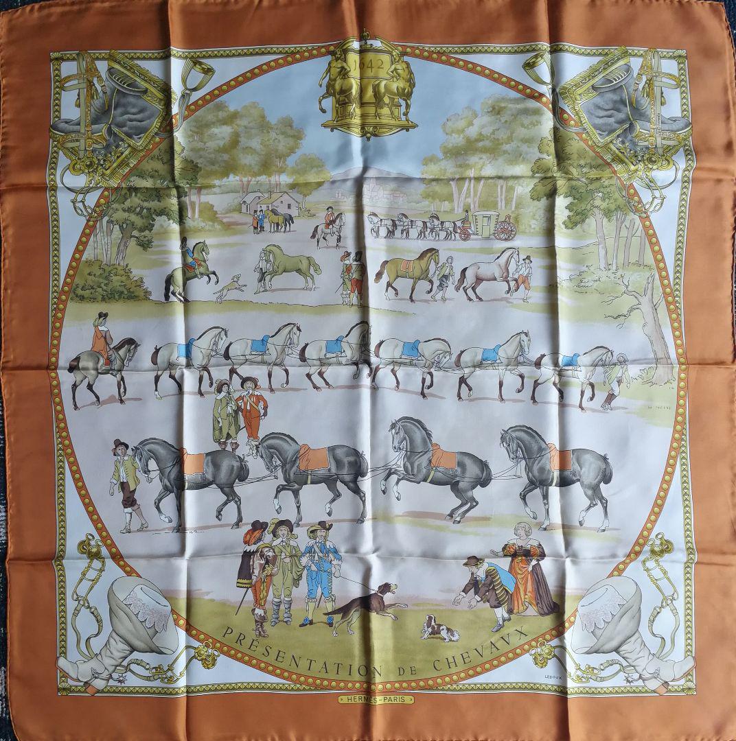 エルメス HERMES スカーフ　カレ90 馬のプレゼンテーション 今ならほぼ即納！ エルメス HERMES 馬のプレゼンテーション カレ