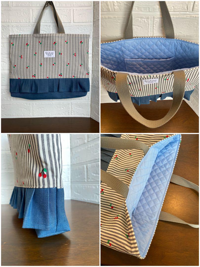 入園入学　基本セット　デコレクションズ　チェリー　デニム　フリル　ハンドメイド