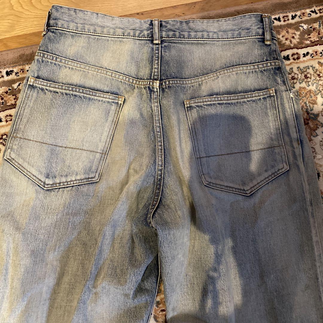 ダメージ加工デニムパンツ 薄い青