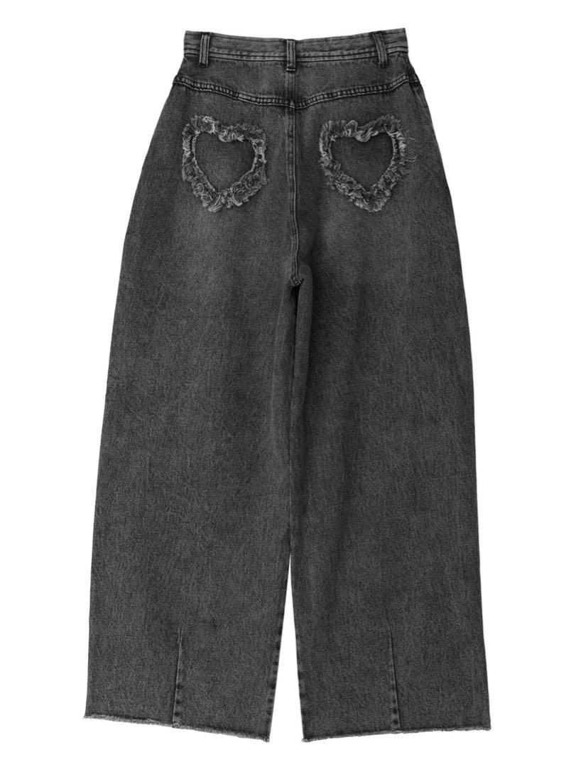 HEART PATCH DAMAGE DENIM PANTS - メルカリ