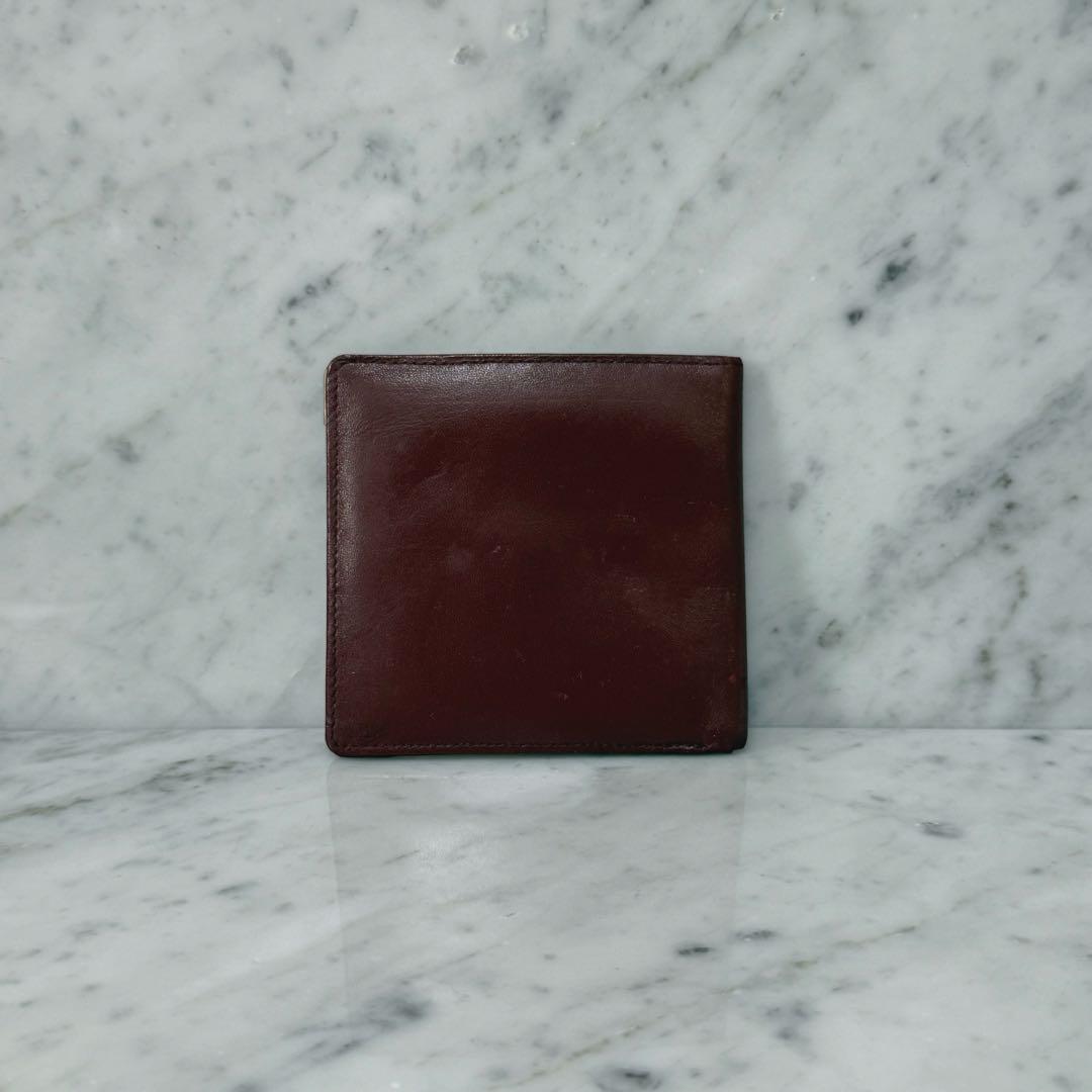 90s Cartier カルティエ 二つ折り財布 本革 レザー ワインレッド